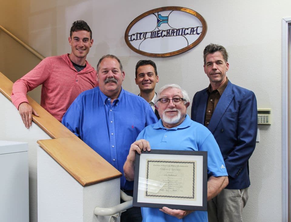 Coalition of Concerned Medical Professionals awards City Mechanical, Inc. with a Certificate of Appreciation "For community service in aid to Coalition of Concerned Medical Professionals efforts to ensure comprehensive health care and advance the interests of the lowest income workers in our Community." March 11th, 2018